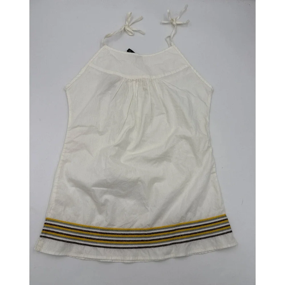 Pepe Jeans Womens Tank Top Alie White Embroidered Size XL Shoulder Ties Read - Picture 5 of 11